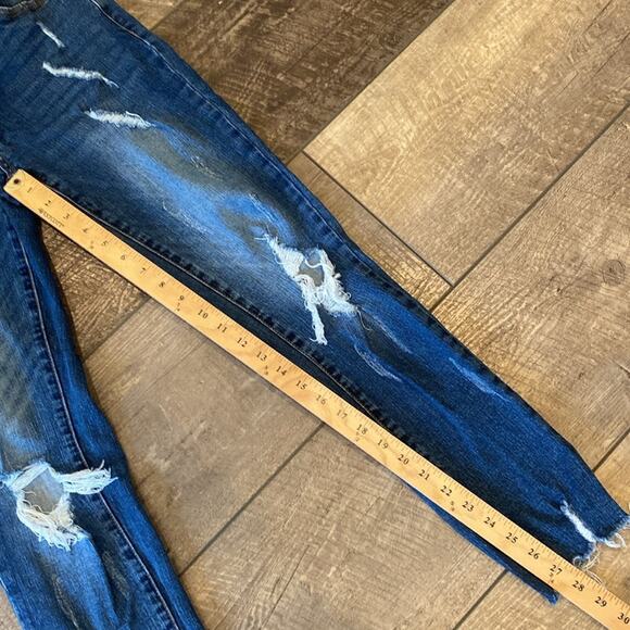 Kancan Cora Mid Rise Super Skinny Jeans Distressed Dark Wash Size 11/29 - Picture 9 of 11